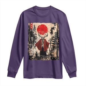 Samurai Wendigo Long Sleeve Shirt Japanese Vintage Graphic Ukiyo-e Art Funny Dark Fantasy TS10 Purple Print Your Wear