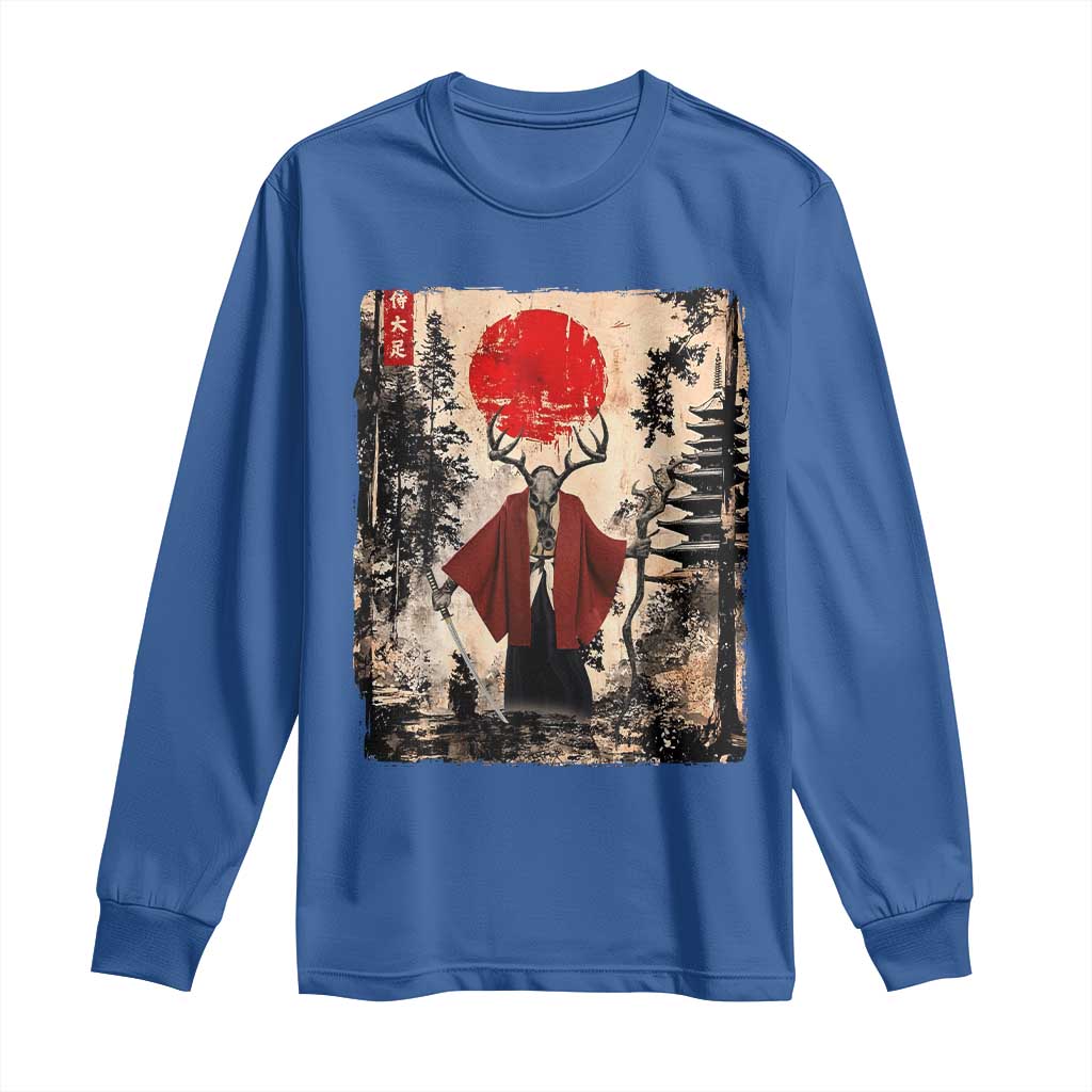 Samurai Wendigo Long Sleeve Shirt Japanese Vintage Graphic Ukiyo-e Art Funny Dark Fantasy TS10 Royal Blue Print Your Wear