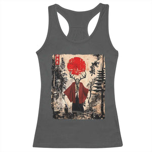 Samurai Wendigo Racerback Tank Top Japanese Vintage Graphic Ukiyo-e Art Funny Dark Fantasy TS10 Dark Heather Print Your Wear