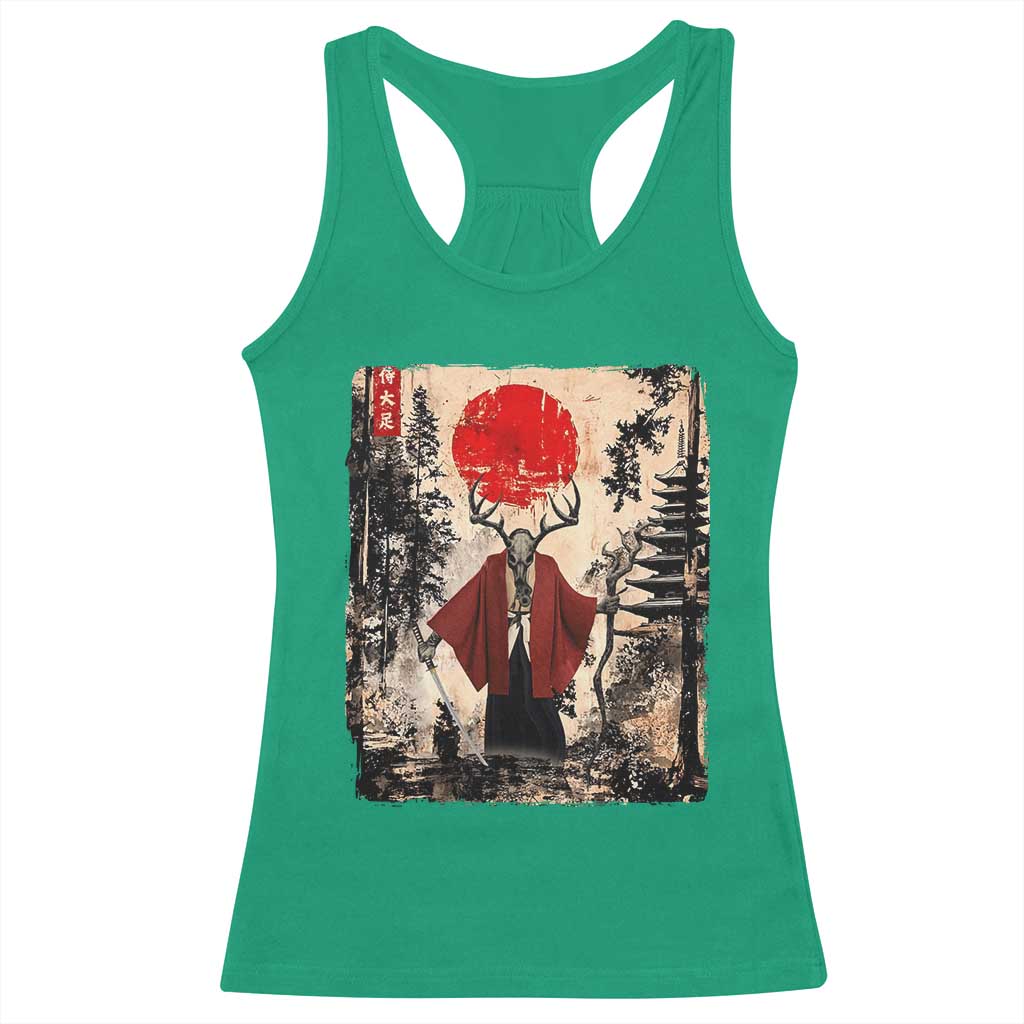 Samurai Wendigo Racerback Tank Top Japanese Vintage Graphic Ukiyo-e Art Funny Dark Fantasy TS10 Irish Green Print Your Wear