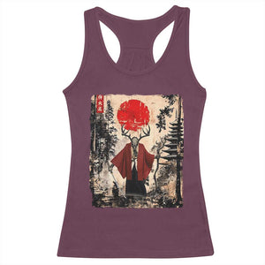 Samurai Wendigo Racerback Tank Top Japanese Vintage Graphic Ukiyo-e Art Funny Dark Fantasy TS10 Maroon Print Your Wear