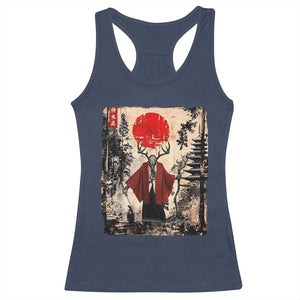 Samurai Wendigo Racerback Tank Top Japanese Vintage Graphic Ukiyo-e Art Funny Dark Fantasy TS10 Navy Print Your Wear