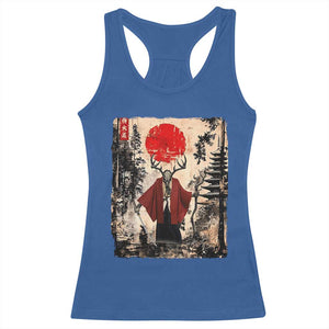 Samurai Wendigo Racerback Tank Top Japanese Vintage Graphic Ukiyo-e Art Funny Dark Fantasy TS10 Royal Blue Print Your Wear