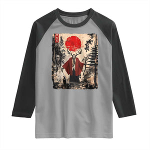 Samurai Wendigo Raglan Shirt Japanese Vintage Graphic Ukiyo-e Art Funny Dark Fantasy TS10 Sport Gray Black Print Your Wear