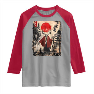 Samurai Wendigo Raglan Shirt Japanese Vintage Graphic Ukiyo-e Art Funny Dark Fantasy TS10 Sport Gray Red Print Your Wear