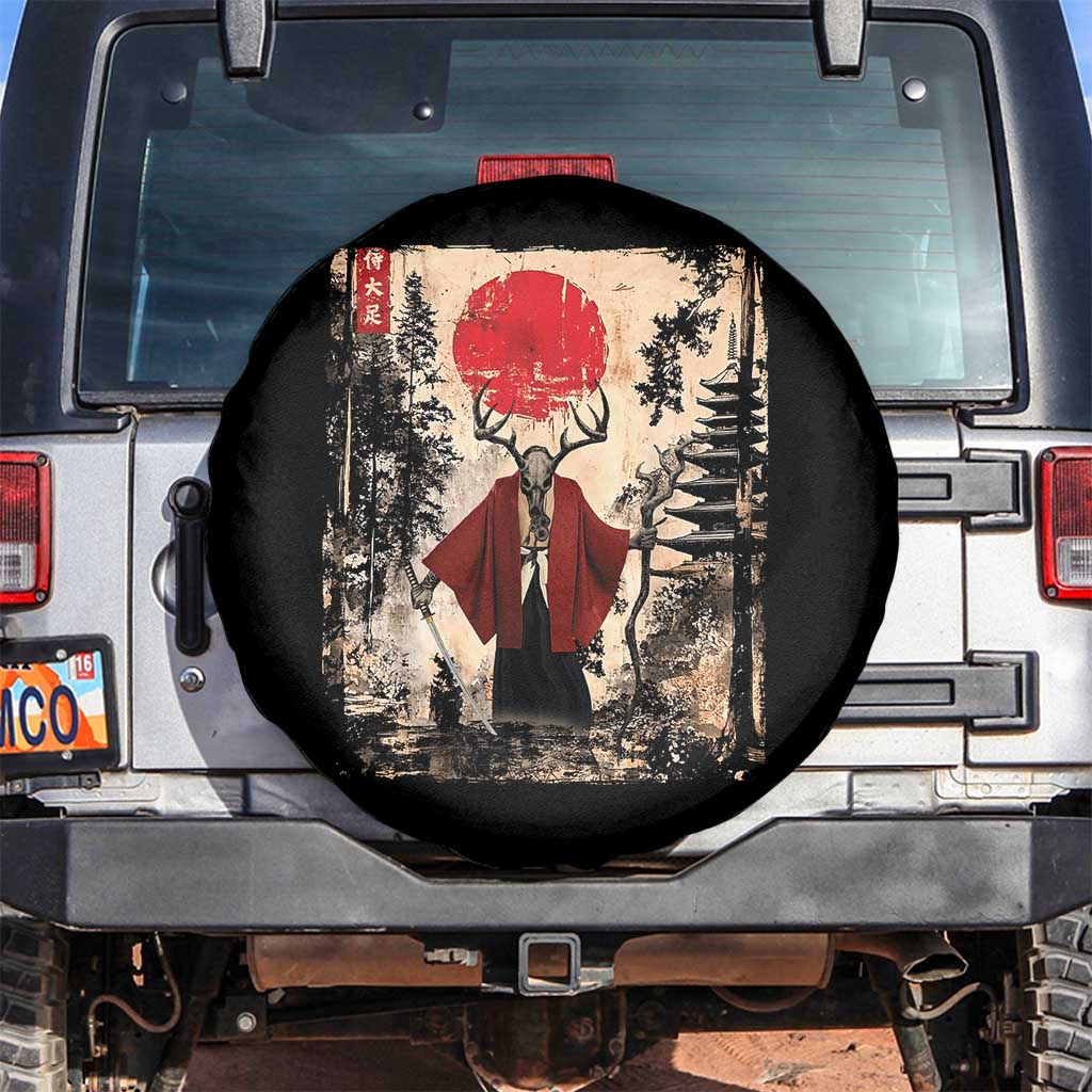Samurai Wendigo Spare Tire Cover Japanese Vintage Graphic Ukiyo-e Art Funny Dark Fantasy TS10 No hole Black Print Your Wear