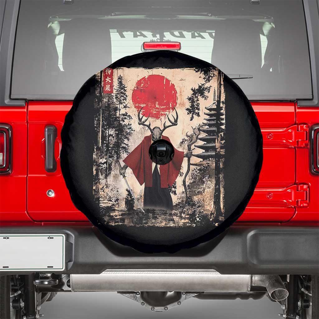 Samurai Wendigo Spare Tire Cover Japanese Vintage Graphic Ukiyo-e Art Funny Dark Fantasy TS10 Black Print Your Wear
