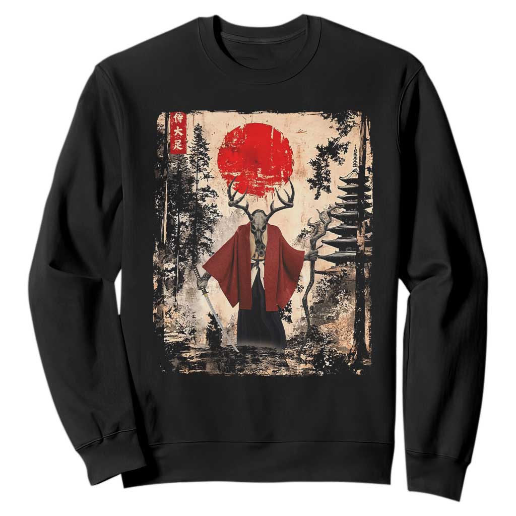 Samurai Wendigo Sweatshirt Japanese Vintage Graphic Ukiyo-e Art Funny Dark Fantasy TS10 Black Print Your Wear