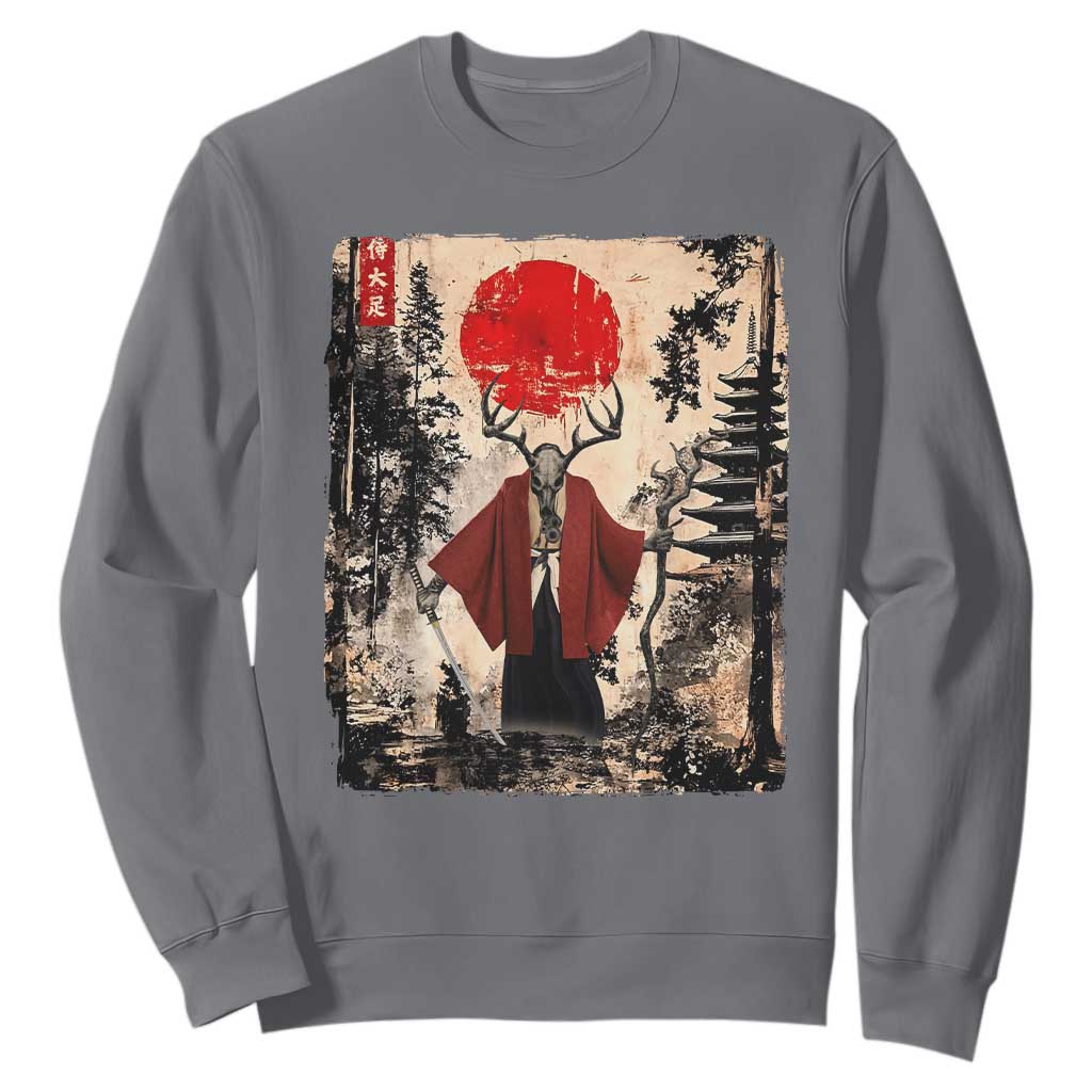 Samurai Wendigo Sweatshirt Japanese Vintage Graphic Ukiyo-e Art Funny Dark Fantasy TS10 Charcoal Print Your Wear
