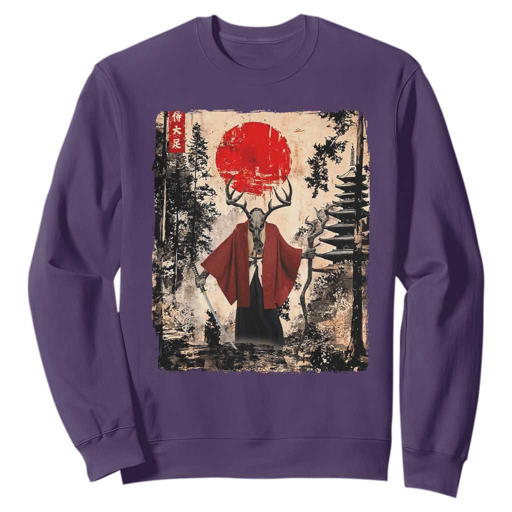 Samurai Wendigo Sweatshirt Japanese Vintage Graphic Ukiyo-e Art Funny Dark Fantasy TS10 Purple Print Your Wear