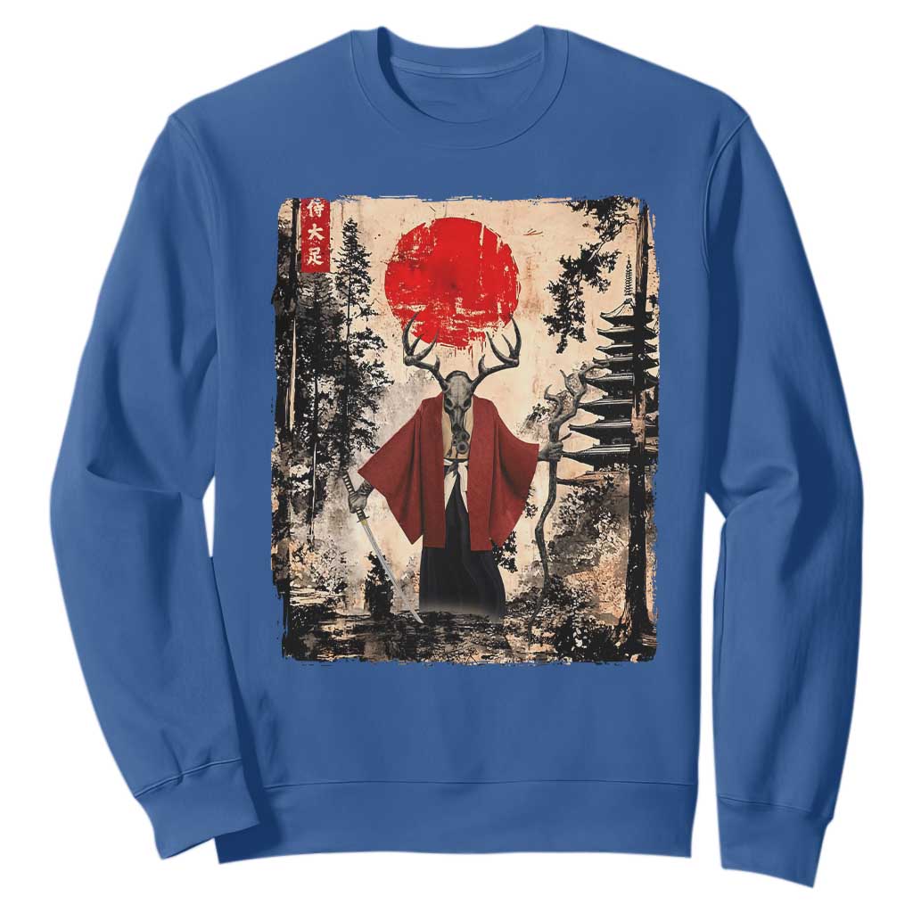 Samurai Wendigo Sweatshirt Japanese Vintage Graphic Ukiyo-e Art Funny Dark Fantasy TS10 Royal Blue Print Your Wear