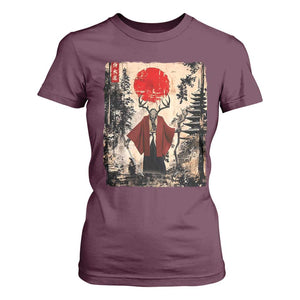 Samurai Wendigo T Shirt For Women Japanese Vintage Graphic Ukiyo-e Art Funny Dark Fantasy TS10 Maroon Print Your Wear