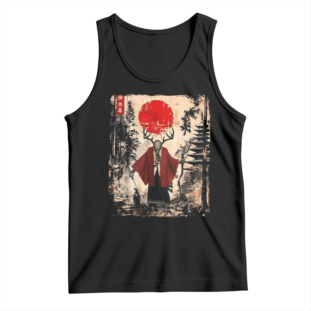Samurai Wendigo Tank Top Japanese Vintage Graphic Ukiyo-e Art Funny Dark Fantasy TS10 Black Print Your Wear