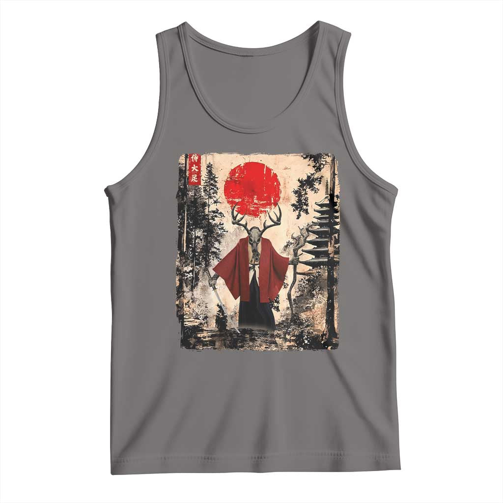 Samurai Wendigo Tank Top Japanese Vintage Graphic Ukiyo-e Art Funny Dark Fantasy TS10 Deep Heather Print Your Wear