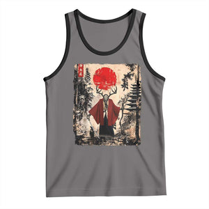 Samurai Wendigo Tank Top Japanese Vintage Graphic Ukiyo-e Art Funny Dark Fantasy TS10 Deep Heather Black Print Your Wear