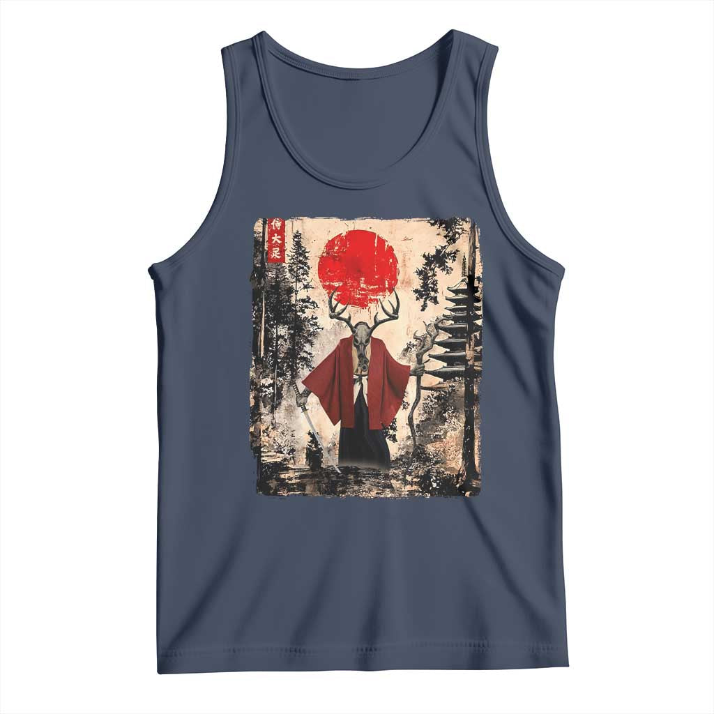 Samurai Wendigo Tank Top Japanese Vintage Graphic Ukiyo-e Art Funny Dark Fantasy TS10 Navy Print Your Wear