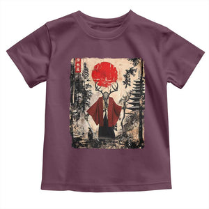Samurai Wendigo Toddler T Shirt Japanese Vintage Graphic Ukiyo-e Art Funny Dark Fantasy TS10 Maroon Print Your Wear