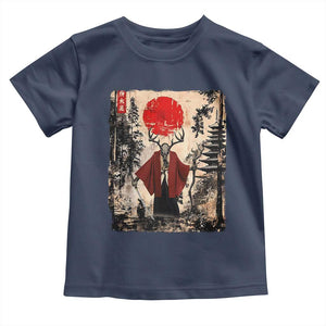 Samurai Wendigo Toddler T Shirt Japanese Vintage Graphic Ukiyo-e Art Funny Dark Fantasy TS10 Navy Print Your Wear