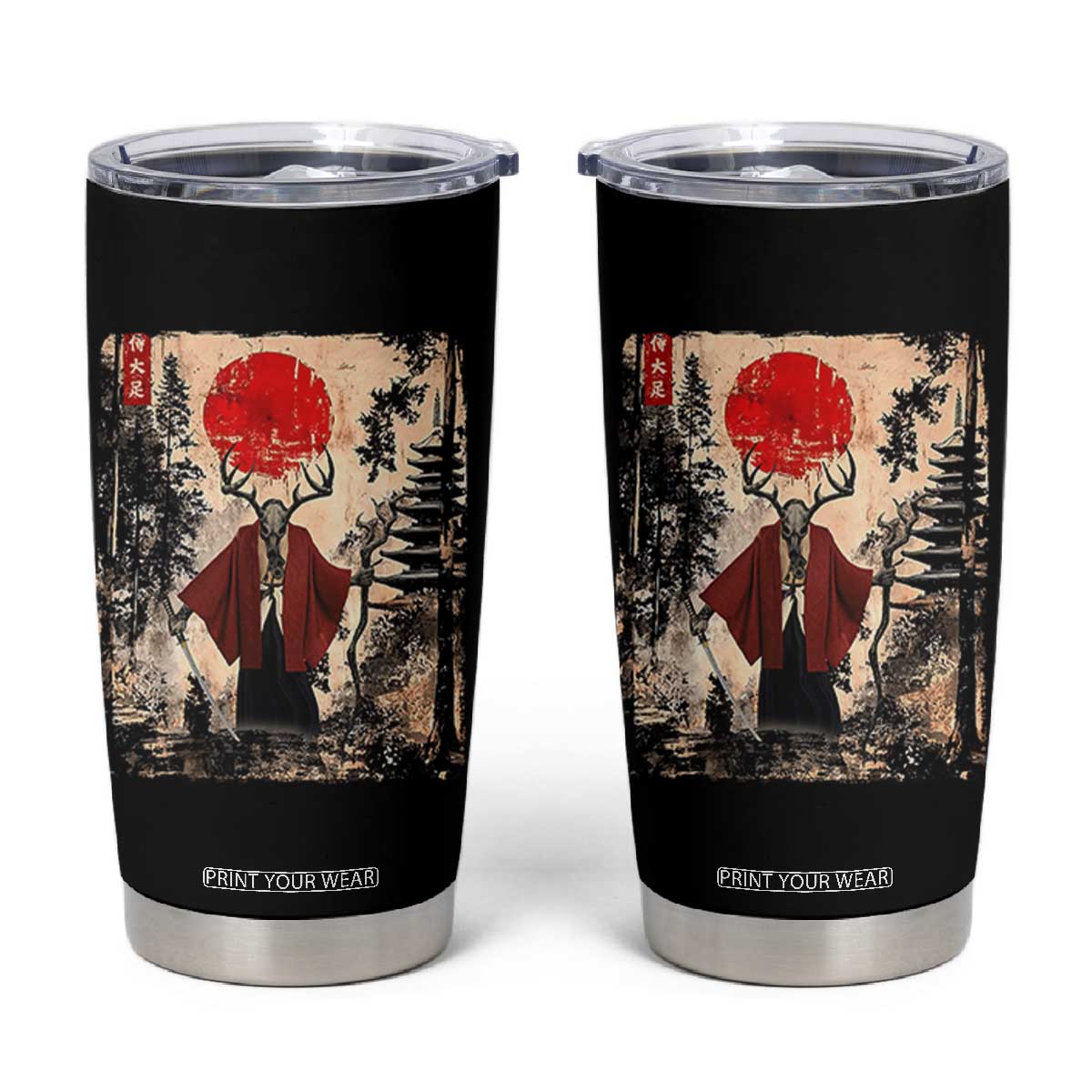 Samurai Wendigo Tumbler Cup Japanese Vintage Graphic Ukiyo-e Art Funny Dark Fantasy TS10 Black Print Your Wear
