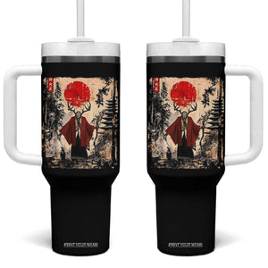 Samurai Wendigo Tumbler With Handle Japanese Vintage Graphic Ukiyo-e Art Funny Dark Fantasy TS10 One Size: 40 oz Black Print Your Wear