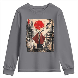 Samurai Wendigo Youth Sweatshirt Japanese Vintage Graphic Ukiyo-e Art Funny Dark Fantasy TS10 Charcoal Print Your Wear