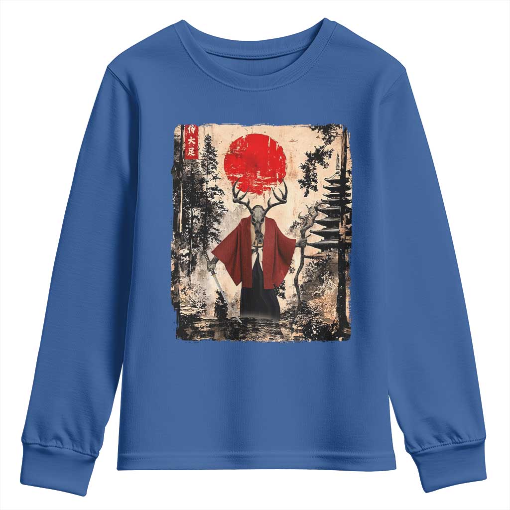 Samurai Wendigo Youth Sweatshirt Japanese Vintage Graphic Ukiyo-e Art Funny Dark Fantasy TS10 Royal Blue Print Your Wear