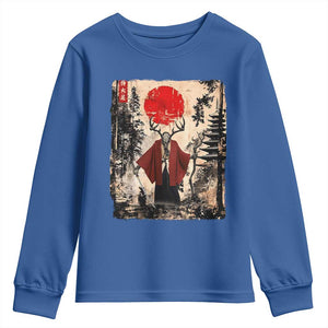 Samurai Wendigo Youth Sweatshirt Japanese Vintage Graphic Ukiyo-e Art Funny Dark Fantasy TS10 Royal Blue Print Your Wear