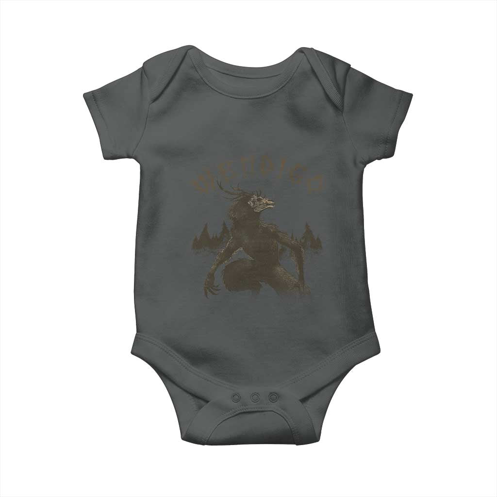 Wendigo Baby Onesie Horror Cryptid Occult Dark Fantasy TS10 Dark Heather Print Your Wear