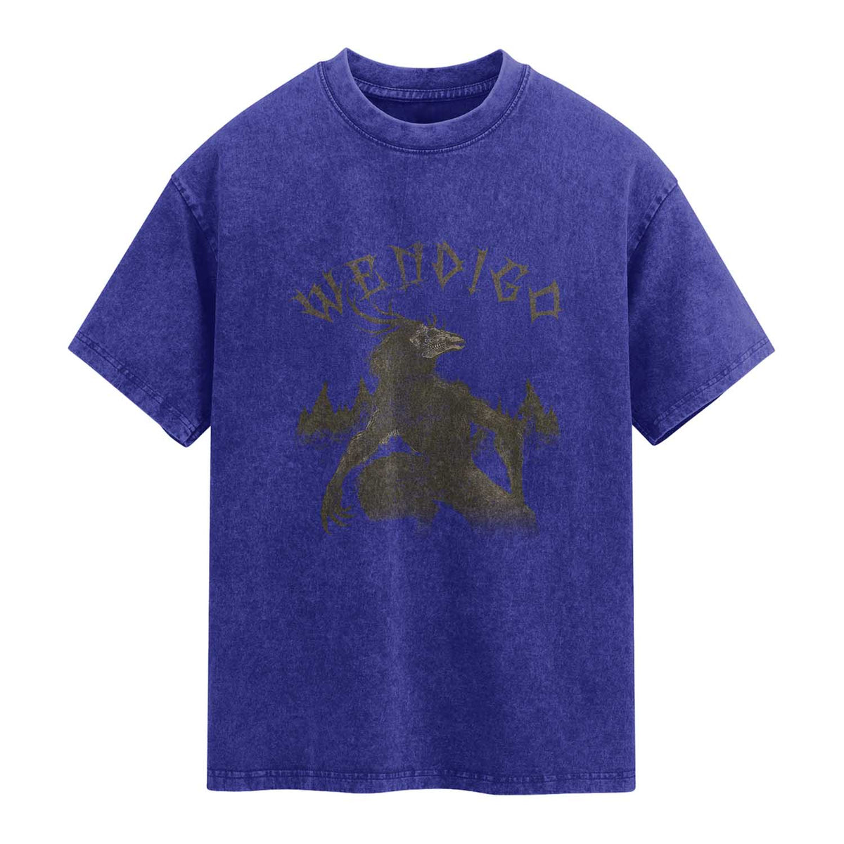 Wendigo Washed Cotton T-Shirt Horror Cryptid Occult Dark Fantasy