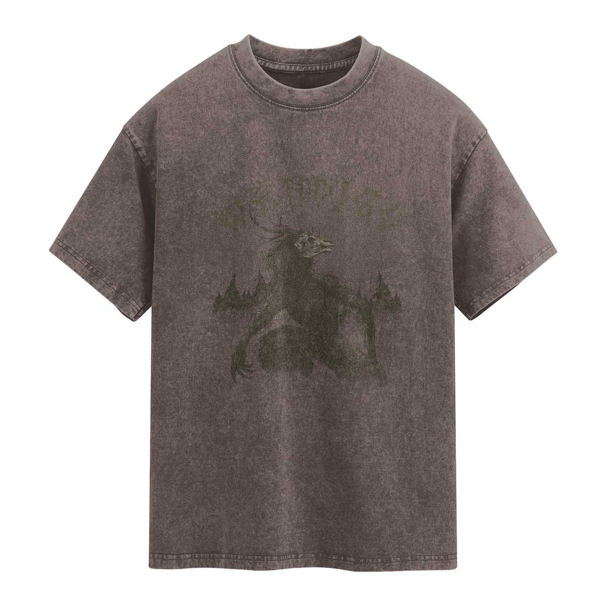 Wendigo Washed Cotton T-Shirt Horror Cryptid Occult Dark Fantasy