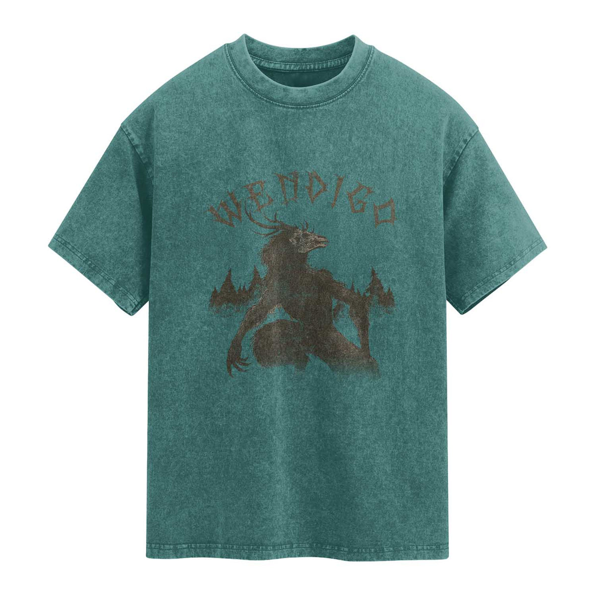 Wendigo Washed Cotton T-Shirt Horror Cryptid Occult Dark Fantasy