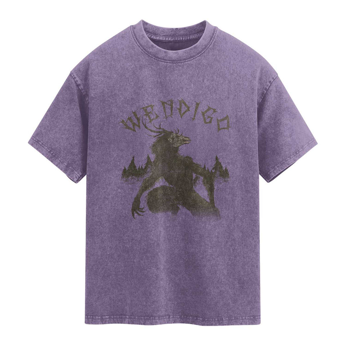 Wendigo Washed Cotton T-Shirt Horror Cryptid Occult Dark Fantasy