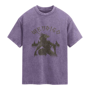 Wendigo Washed Cotton T-Shirt Horror Cryptid Occult Dark Fantasy
