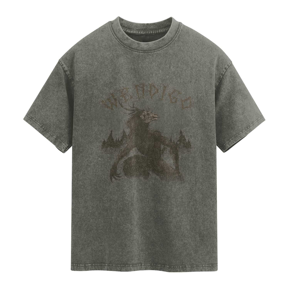Wendigo Washed Cotton T-Shirt Horror Cryptid Occult Dark Fantasy