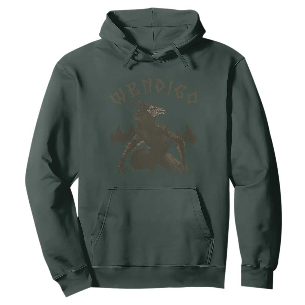 Wendigo Hoodie Horror Cryptid Occult Dark Fantasy TS10 Dark Forest Green Print Your Wear