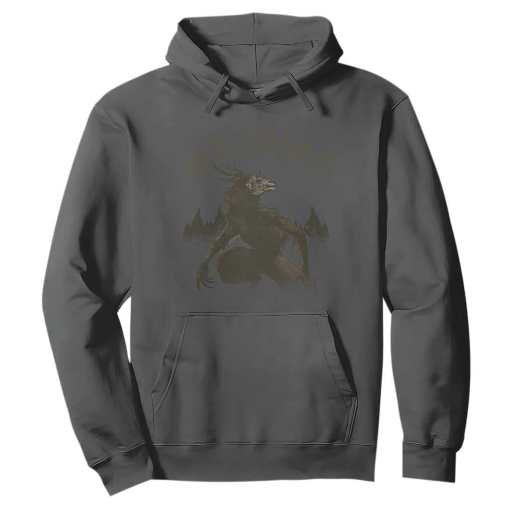 Wendigo Hoodie Horror Cryptid Occult Dark Fantasy TS10 Dark Heather Print Your Wear