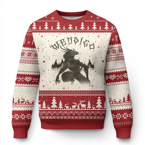 Wendigo Ugly Christmas Sweater Horror Cryptid Occult Dark Fantasy TS10 Beige Red Print Your Wear