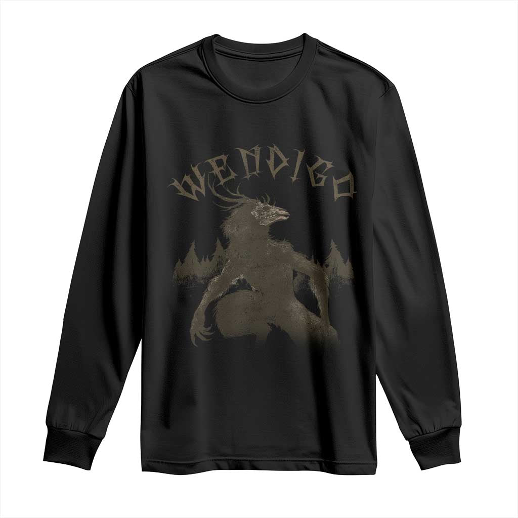 Wendigo Long Sleeve Shirt Horror Cryptid Occult Dark Fantasy TS10 Black Print Your Wear
