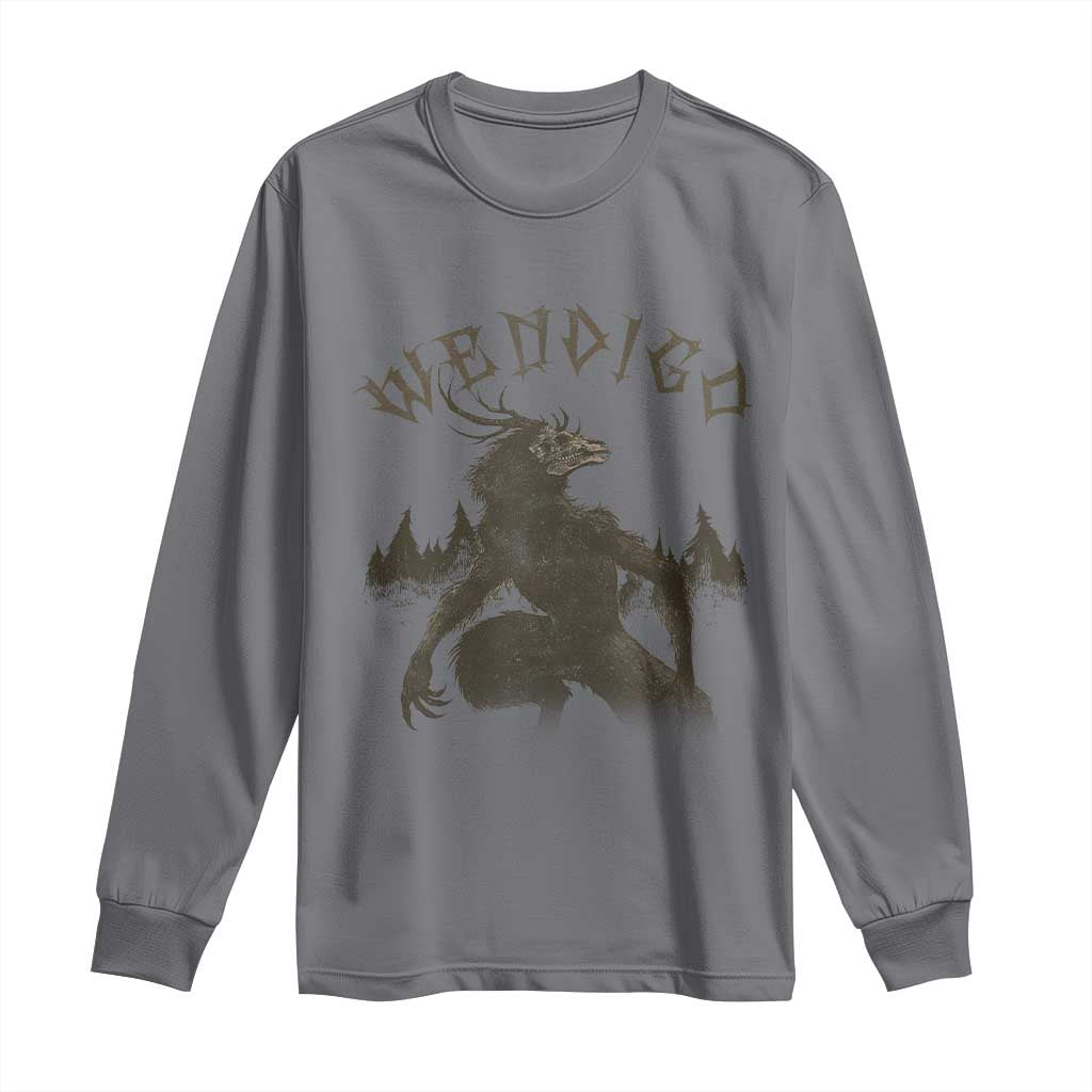 Wendigo Long Sleeve Shirt Horror Cryptid Occult Dark Fantasy TS10 Charcoal Print Your Wear