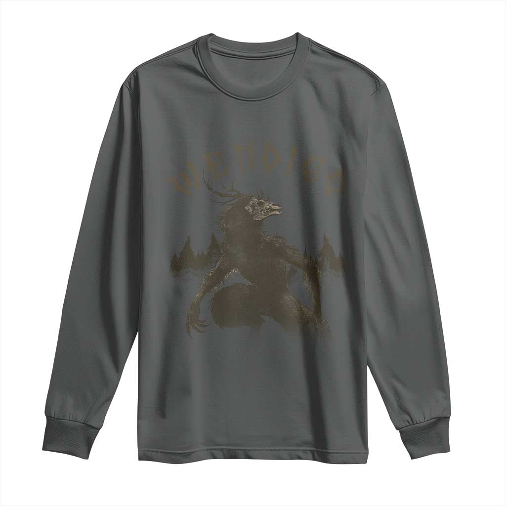 Wendigo Long Sleeve Shirt Horror Cryptid Occult Dark Fantasy TS10 Dark Heather Print Your Wear