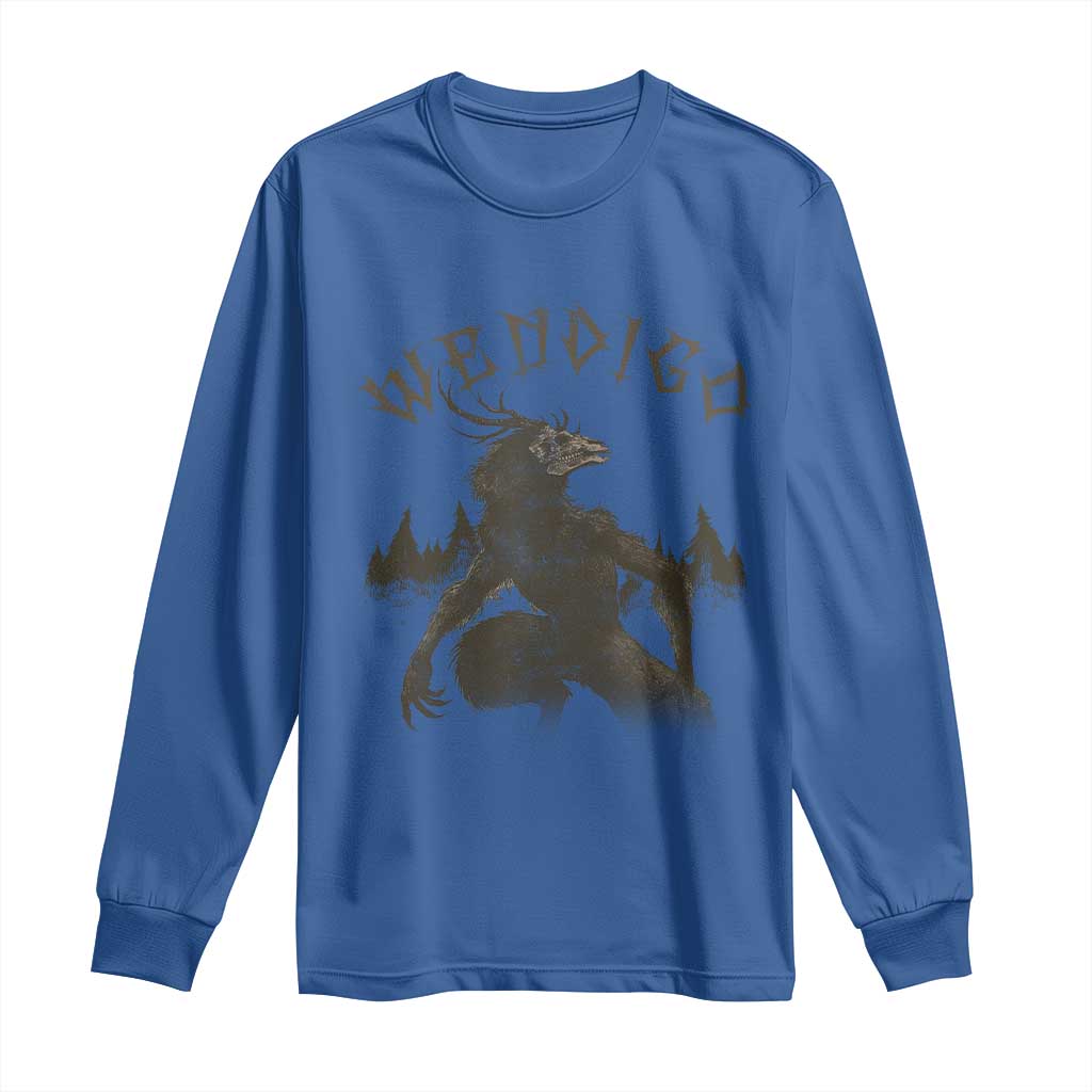 Wendigo Long Sleeve Shirt Horror Cryptid Occult Dark Fantasy TS10 Royal Blue Print Your Wear