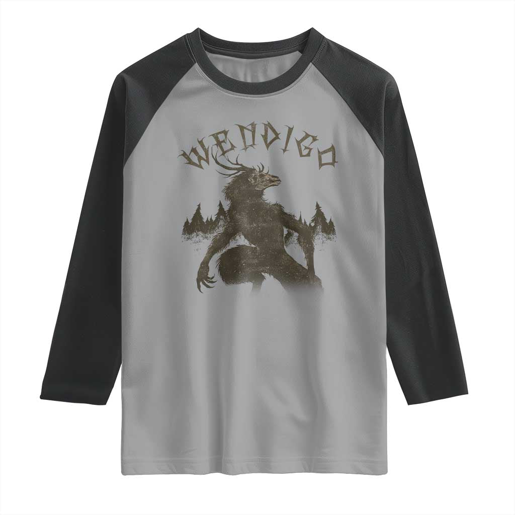 Wendigo Raglan Shirt Horror Cryptid Occult Dark Fantasy TS10 Sport Gray Black Print Your Wear