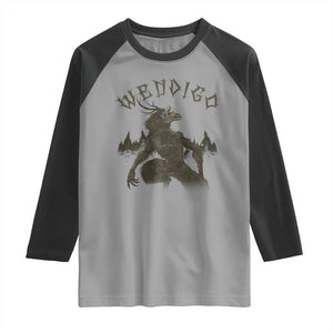 Wendigo Raglan Shirt Horror Cryptid Occult Dark Fantasy TS10 Sport Gray Black Print Your Wear