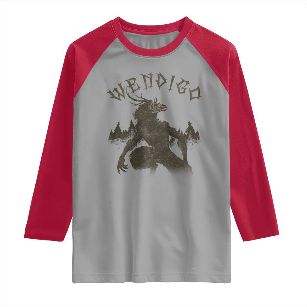 Wendigo Raglan Shirt Horror Cryptid Occult Dark Fantasy TS10 Sport Gray Red Print Your Wear