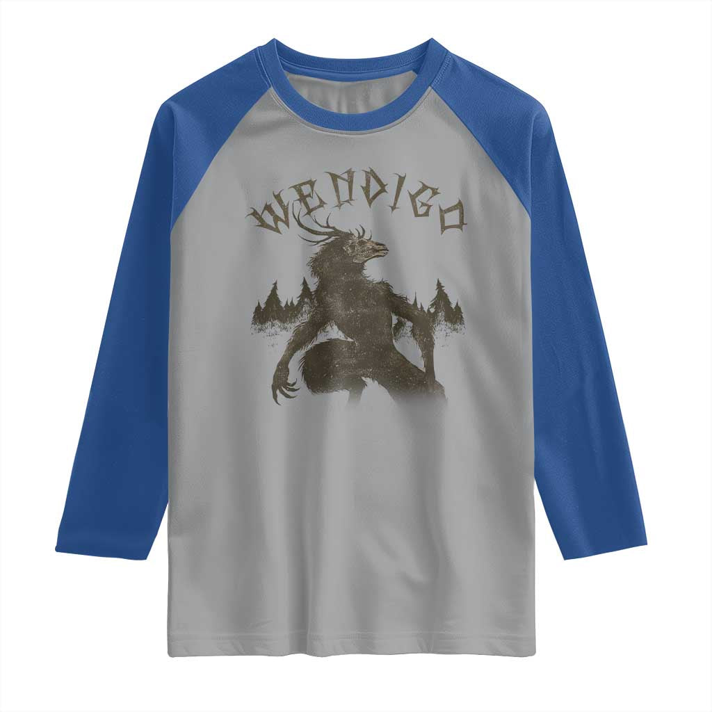 Wendigo Raglan Shirt Horror Cryptid Occult Dark Fantasy TS10 Sport Gray Royal Print Your Wear