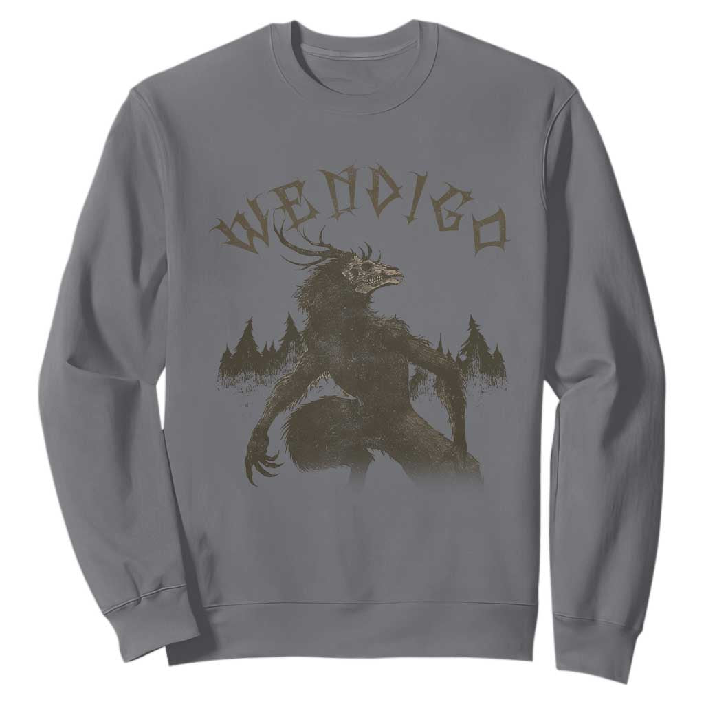 Wendigo Sweatshirt Horror Cryptid Occult Dark Fantasy TS10 Charcoal Print Your Wear