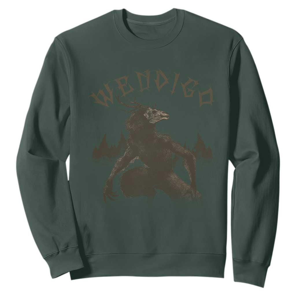 Wendigo Sweatshirt Horror Cryptid Occult Dark Fantasy TS10 Dark Forest Green Print Your Wear