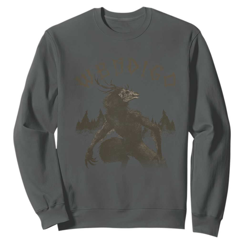 Wendigo Sweatshirt Horror Cryptid Occult Dark Fantasy TS10 Dark Heather Print Your Wear