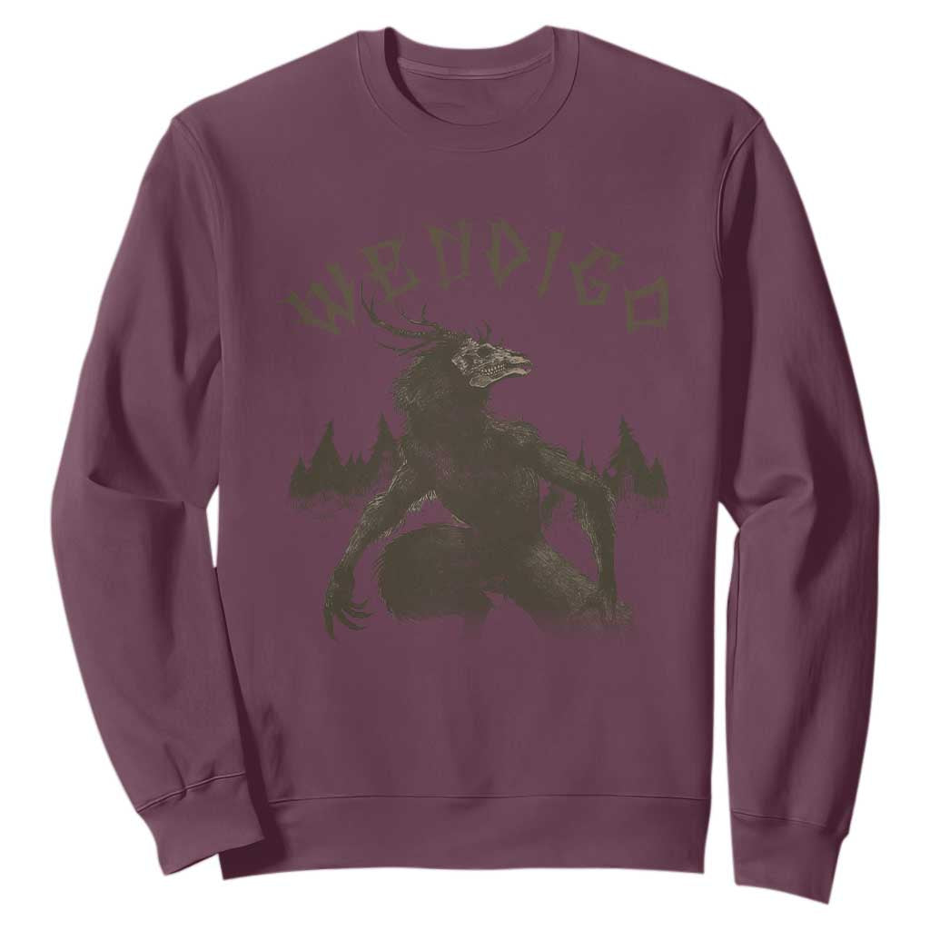 Wendigo Sweatshirt Horror Cryptid Occult Dark Fantasy TS10 Maroon Print Your Wear