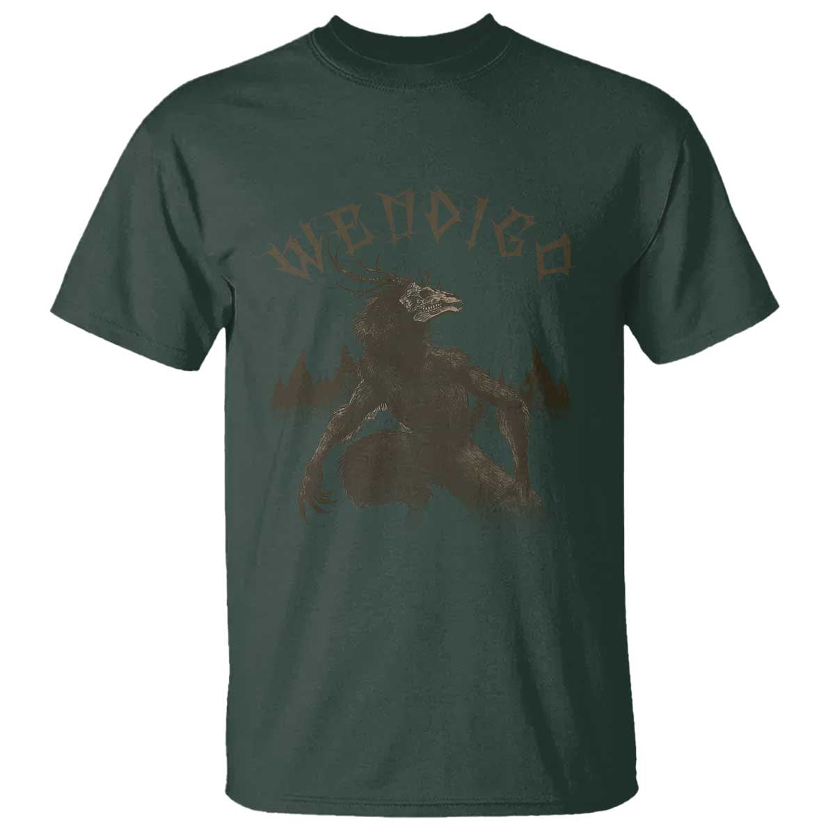 Wendigo T Shirt Horror Cryptid Occult Dark Fantasy TS10 Dark Forest Green Print Your Wear